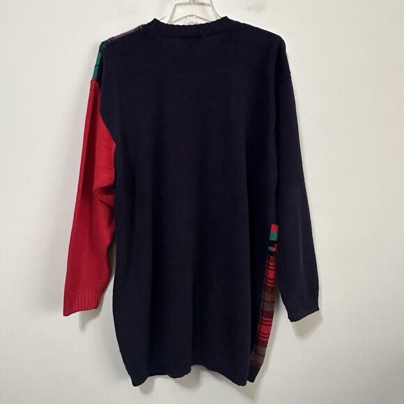 IZOD Cardigan Sweater 2X Plus Christmas Button Front French Horn Party Navy Red - Picture 10 of 10